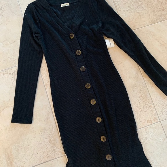 NWT Heart & Hips button blk sweater dress cardigan - Picture 4 of 16
